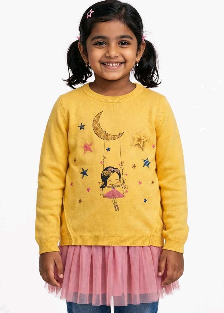 LC Waikiki Girls Yellow Knit Pullover Sweater