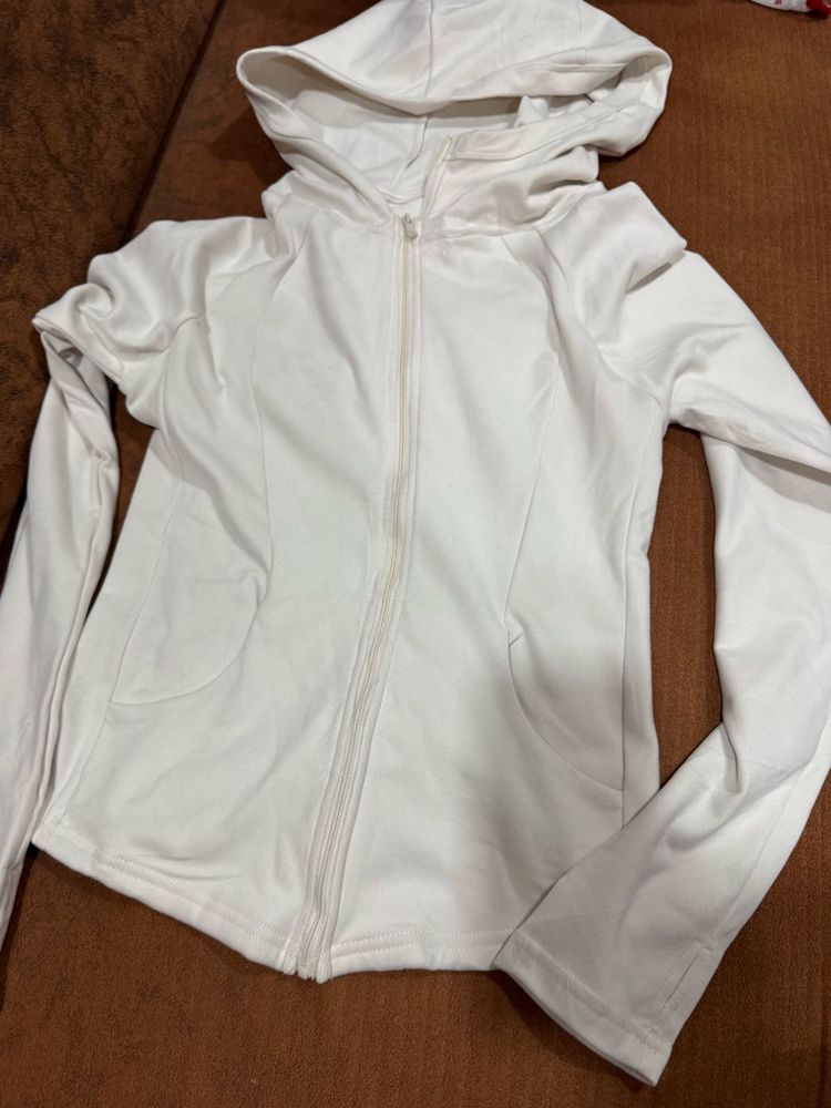 Cream Zip-Up Hoodie