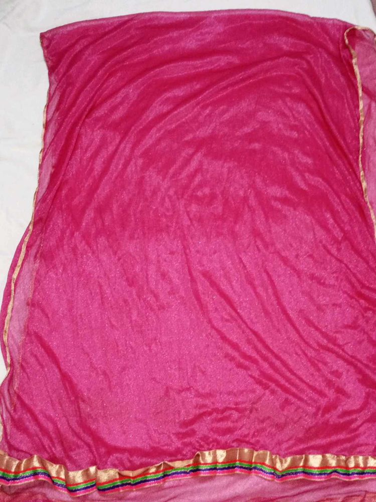 Vibrant Pink Dupatta with Embellished Border