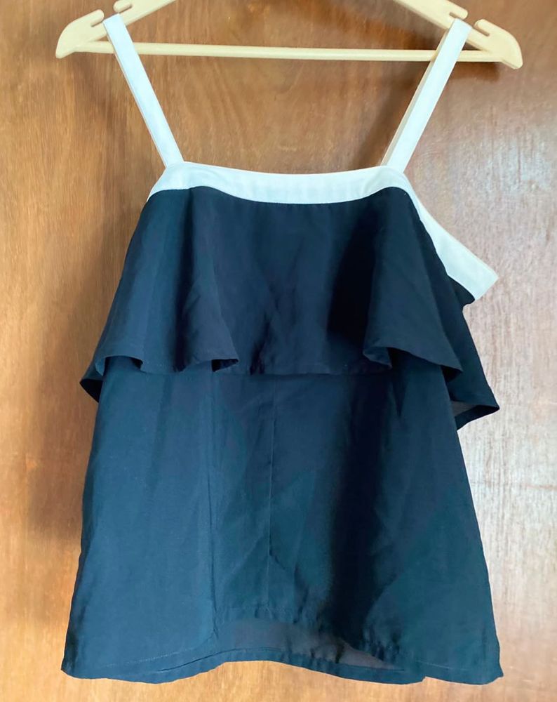 Chic Black Ruffle Tiered Top