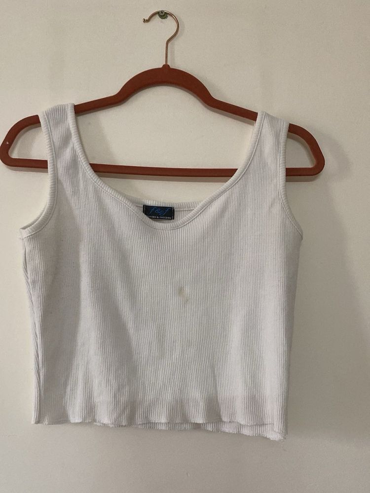 White Ribbed Tank Top