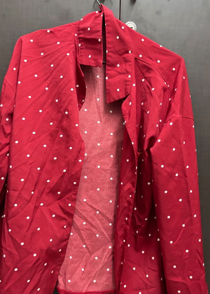 Red Polka Dot Open Front Jacket