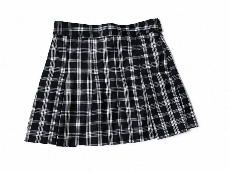Pleated Plaid Mini Skirt