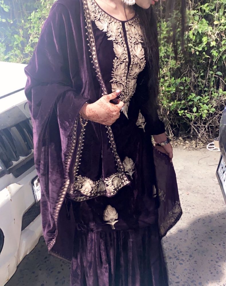 Elegant Purple Embroidered Suit Set