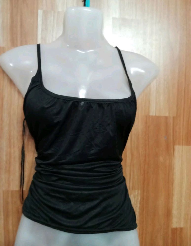 Black Ruched Tank Top
