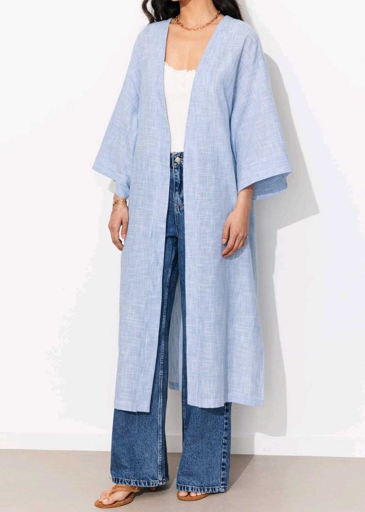 Light Blue Long Kimono Cardigan