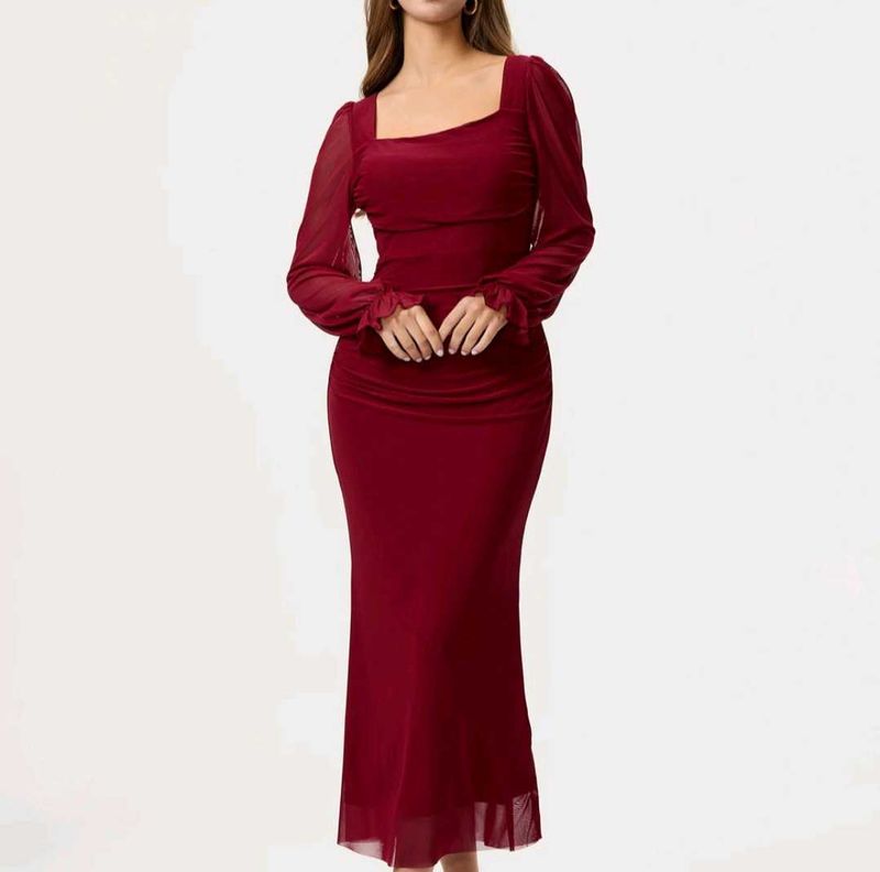 Elegant Maroon Midi Dress