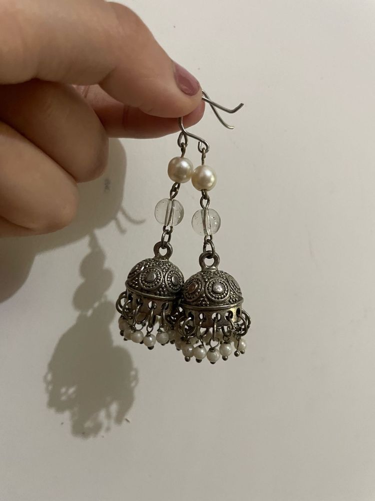 Elegant Jhumka Earrings with Pearls