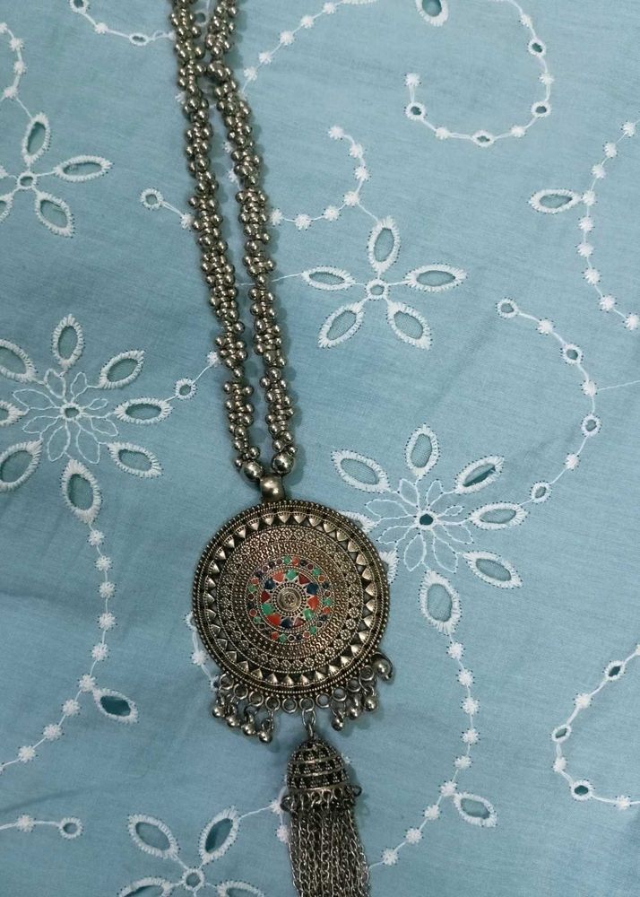 oxidized silver chain necklace
