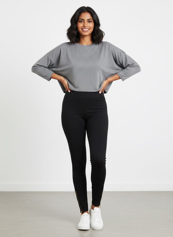 Chic Black Leggings with Zipper Detail