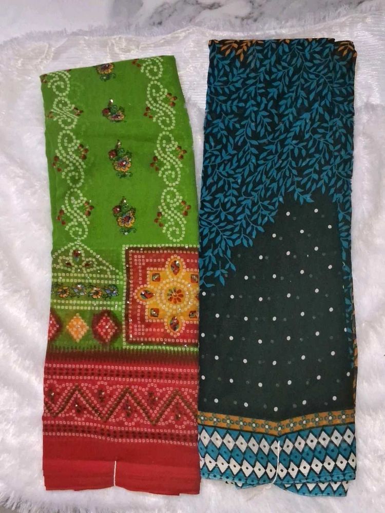 Embroidered Dress Material without blouse offer pr