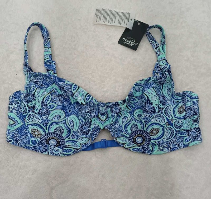 Blue Paisley Print Bikini Top