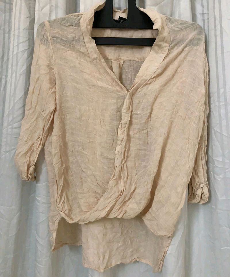 Beige Wrap Blouse