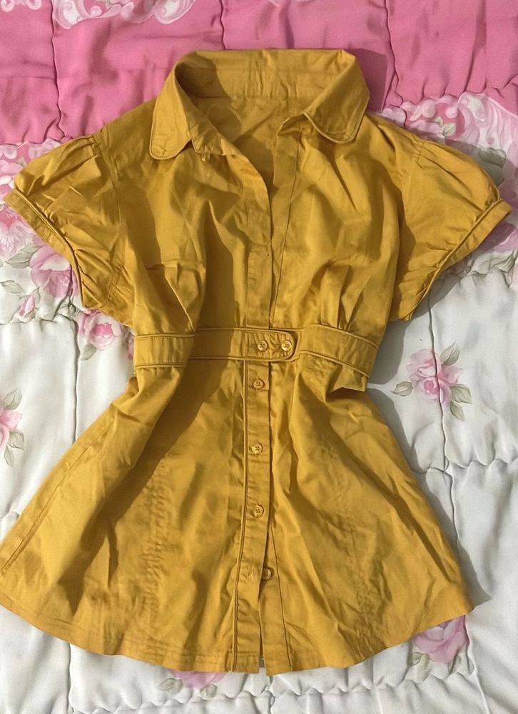 Stylish Yellow Button-Up Blouse