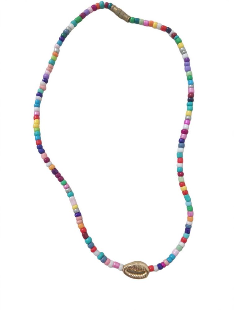 Colorful Beaded Necklace with Shell Charm