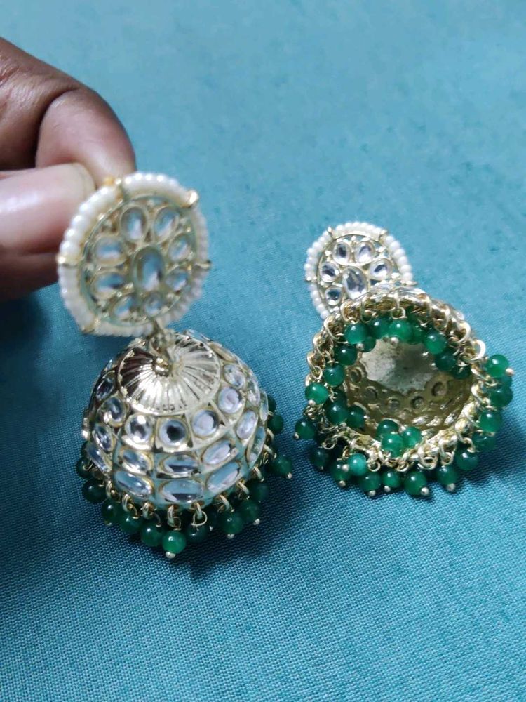 Elegant Green Jhumka Earrings