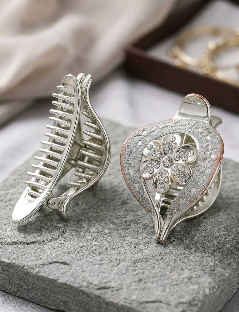 Elegant Silver Hair Clips Set