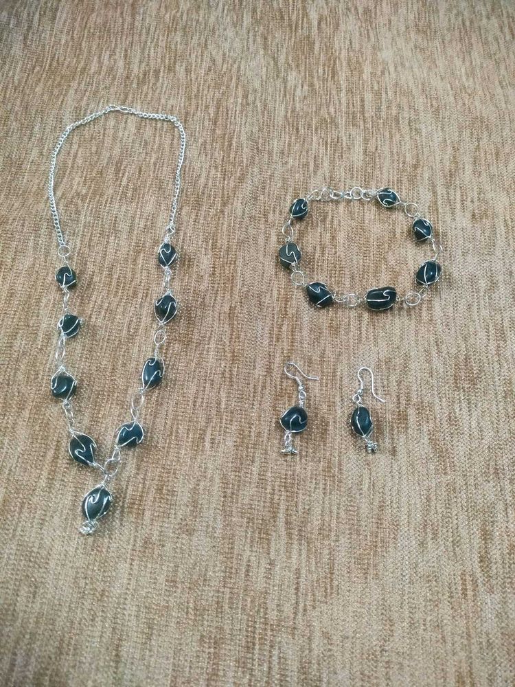 Elegant Stone Necklace Bracelet &amp; Earring Set