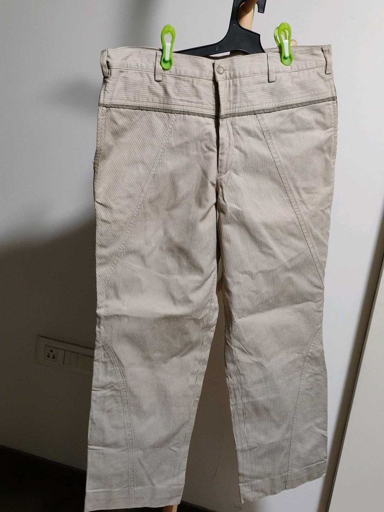 Beige striped Casual Pants