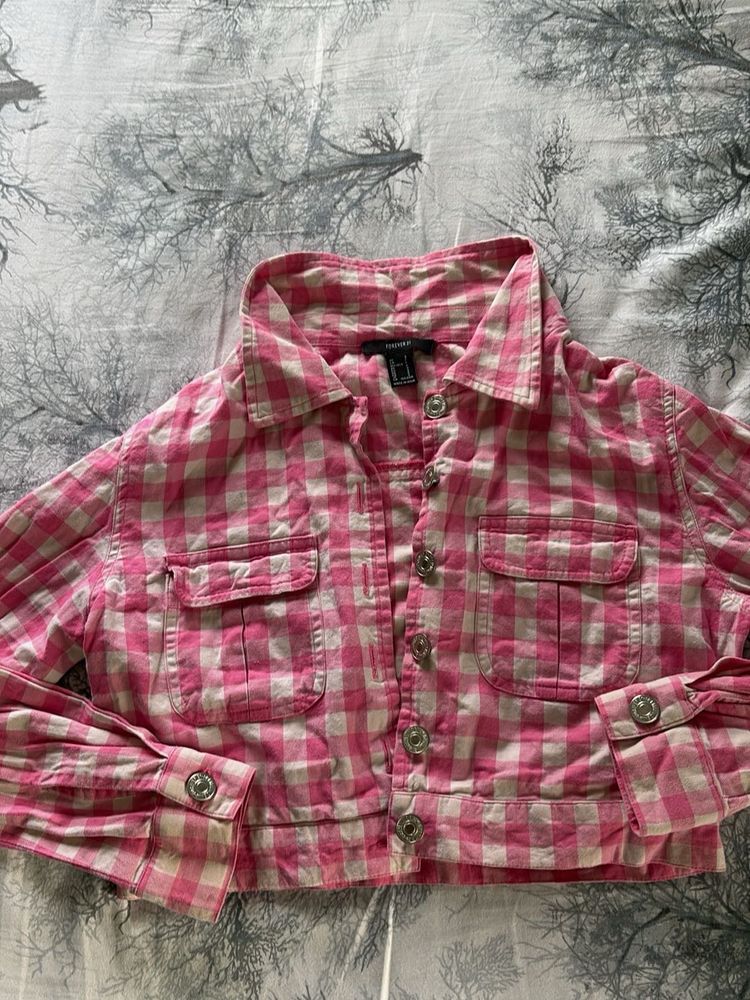Pink Gingham Cropped Jacket