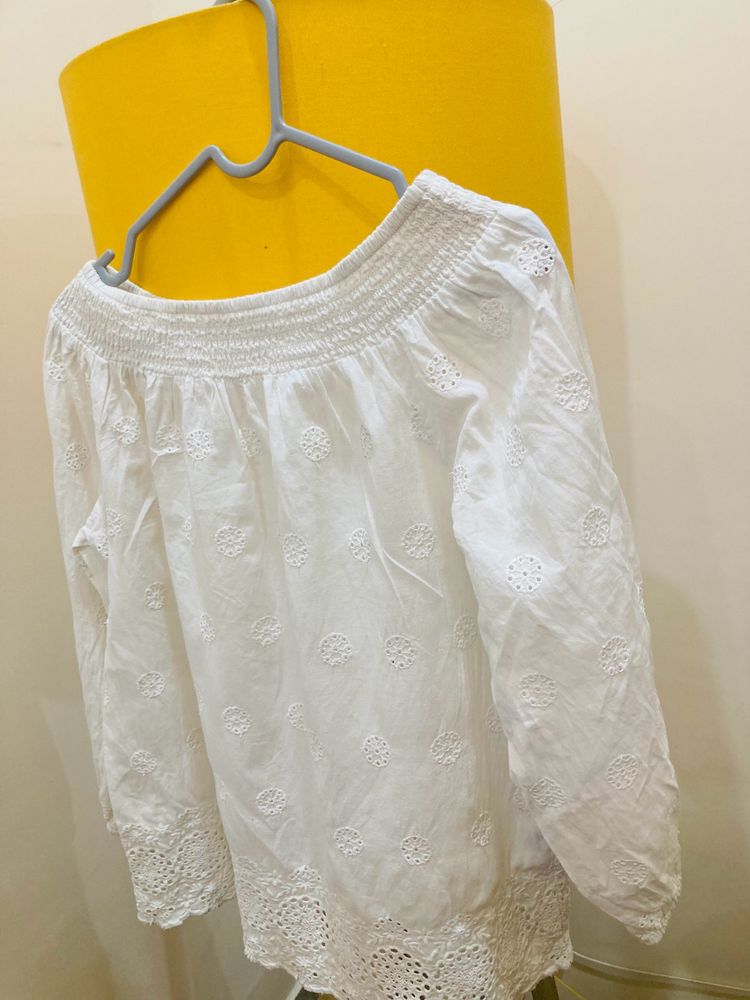 Pure White Schiffli Crop Top
