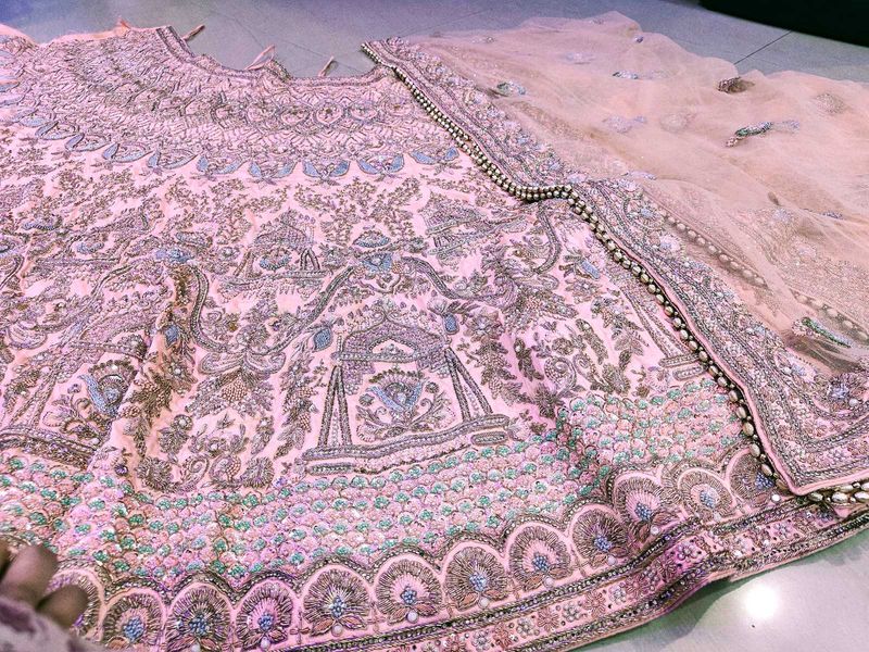 Pink dabka Embroidered Lehenga Choli
