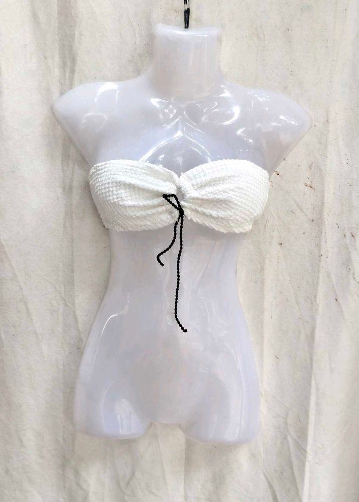 6238. White Textured Bikini Top