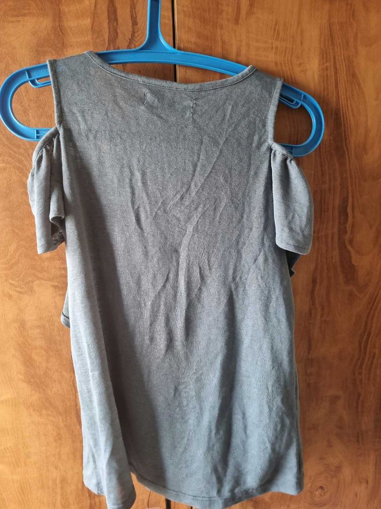 Grey Cold Shoulder T-Shirt