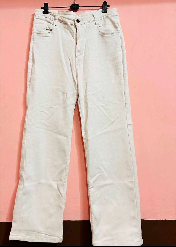 white  Wide Leg Jeans