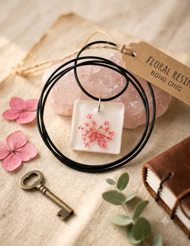Boho Resin Floral Pendant Necklace