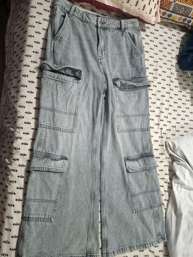 Light Wash Cargo Jeans