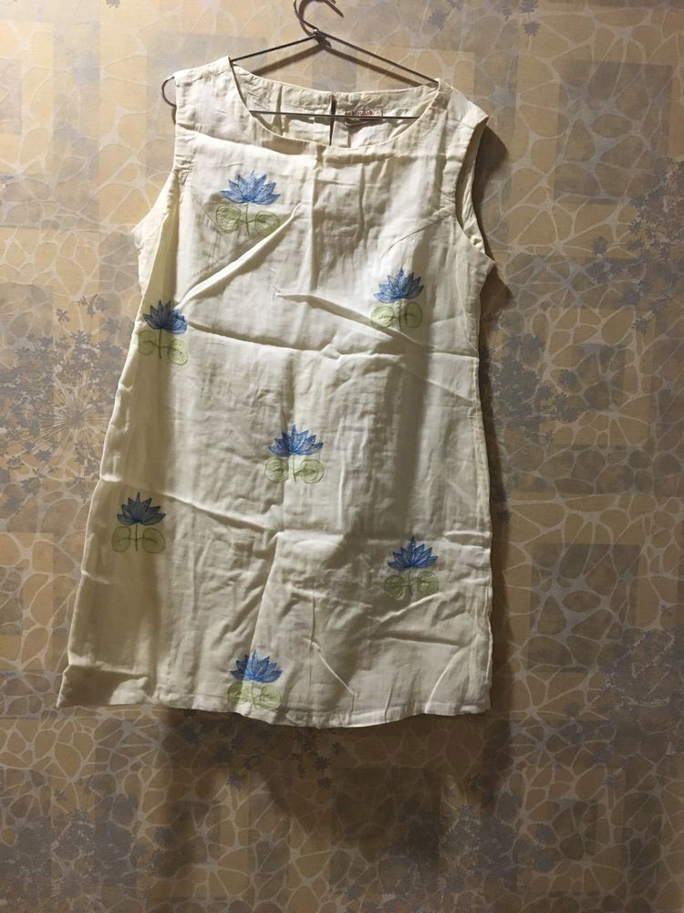 Fabindia Soft Cotton Short Dress Embroidered