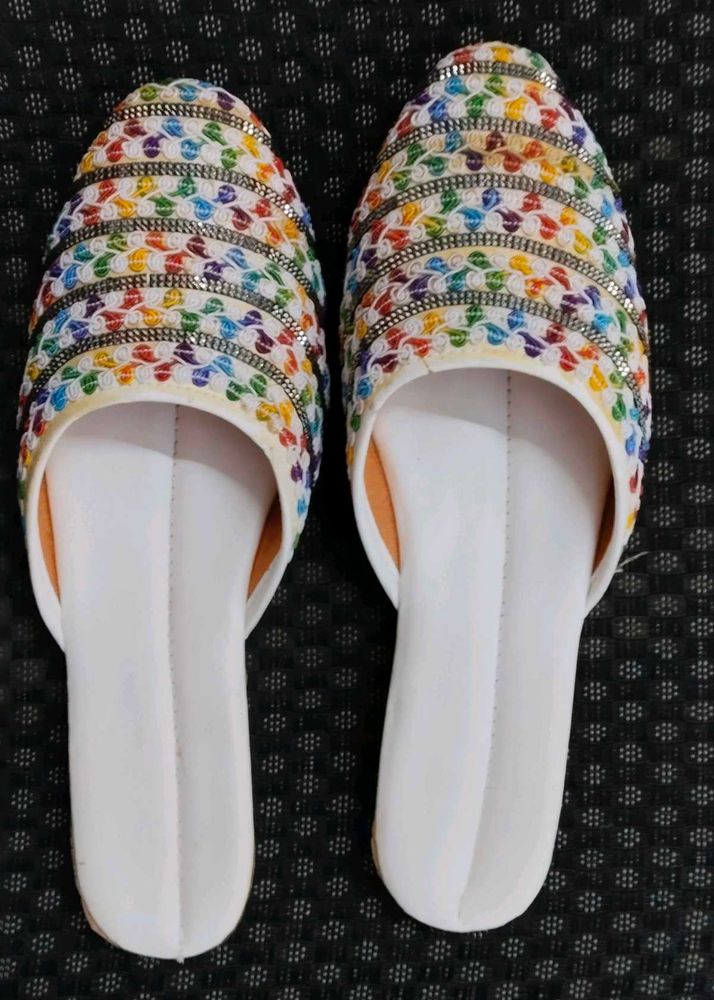 Vibrant Embroidered Flat Sandals