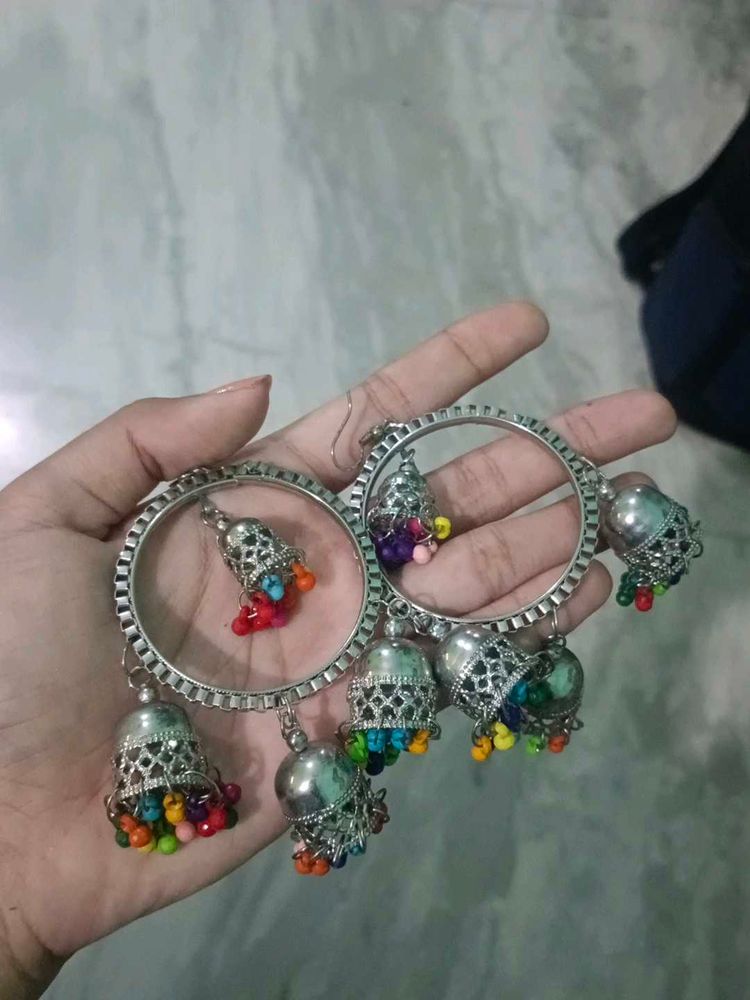 🌸Silver Jhumka Hoop Earrings🌸