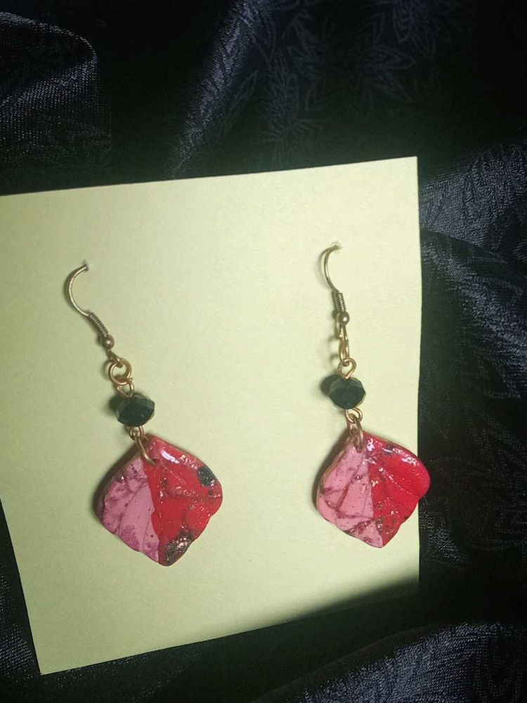 Handmade Pink &amp; Red Dangle Earrings
