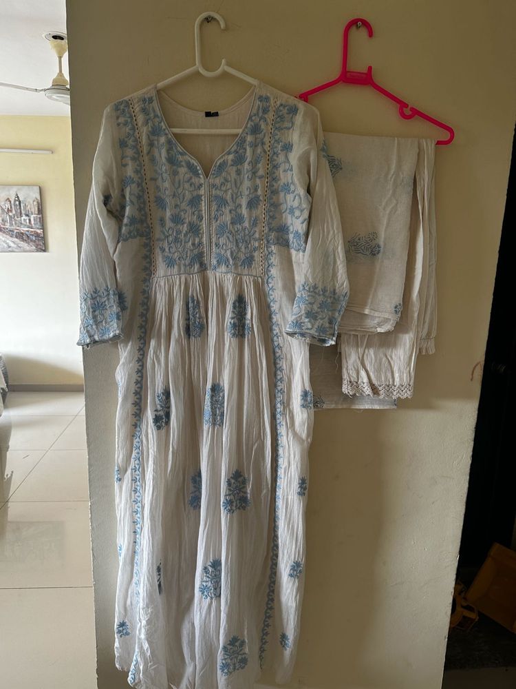Embroidered Cotton Kurta Set