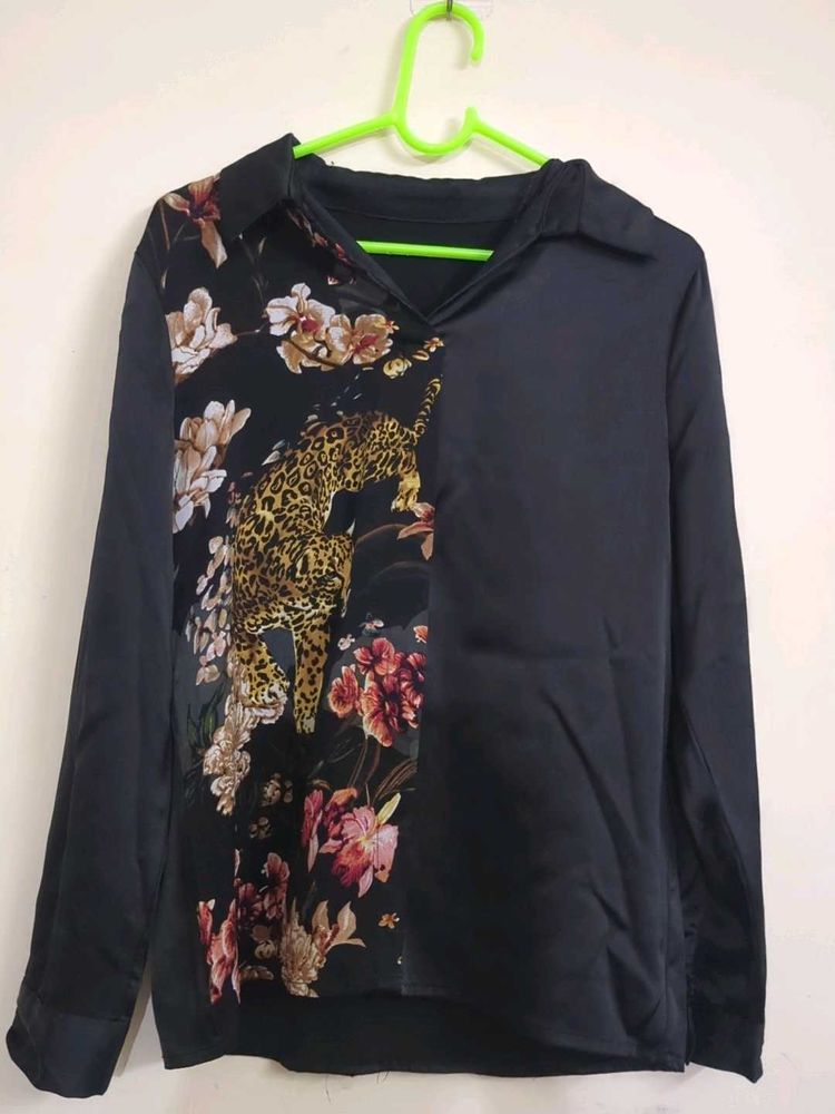 Stylish Leopard &amp; Floral Print Top