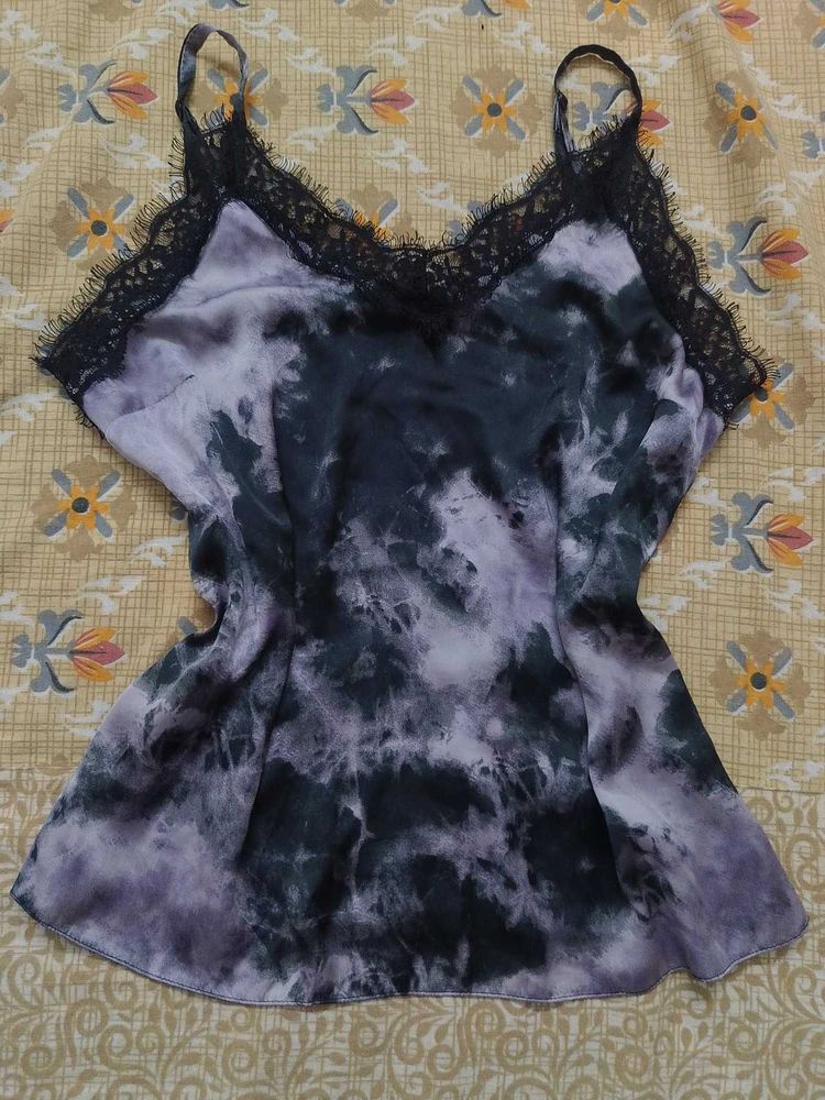 Tie-Dye Lace Trim Cami Top