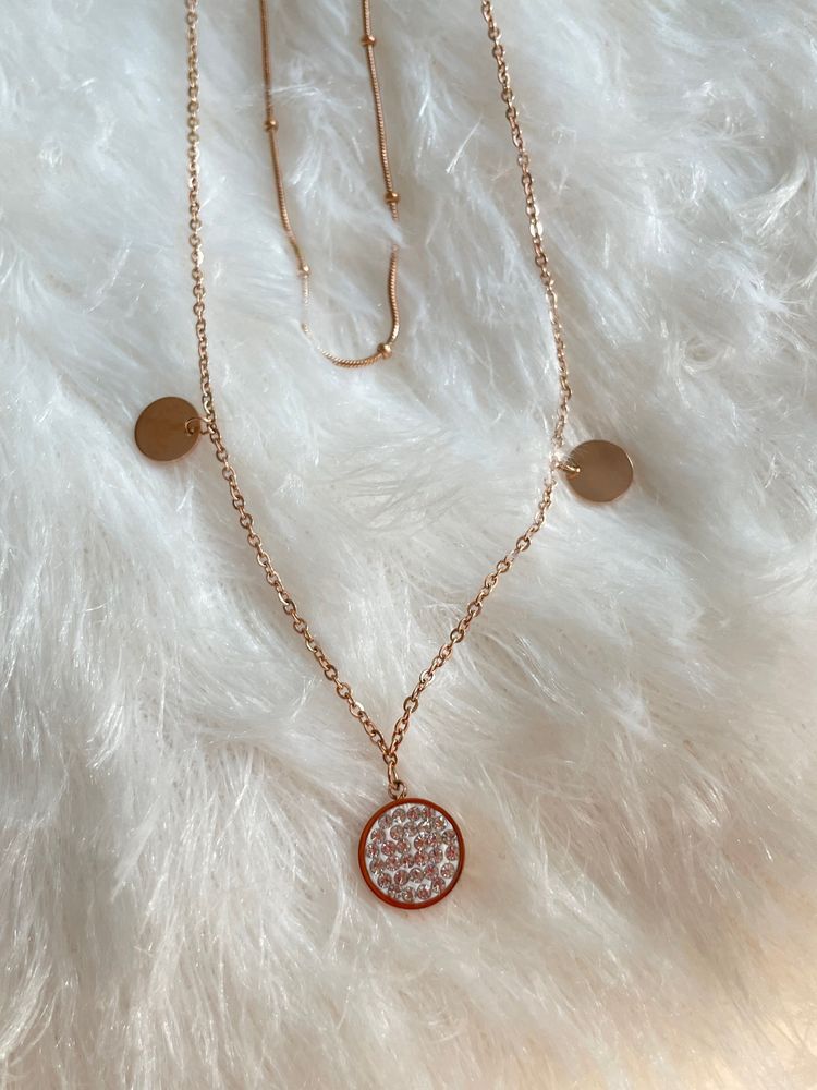 Stainless Steel  Double Chain And Pendant