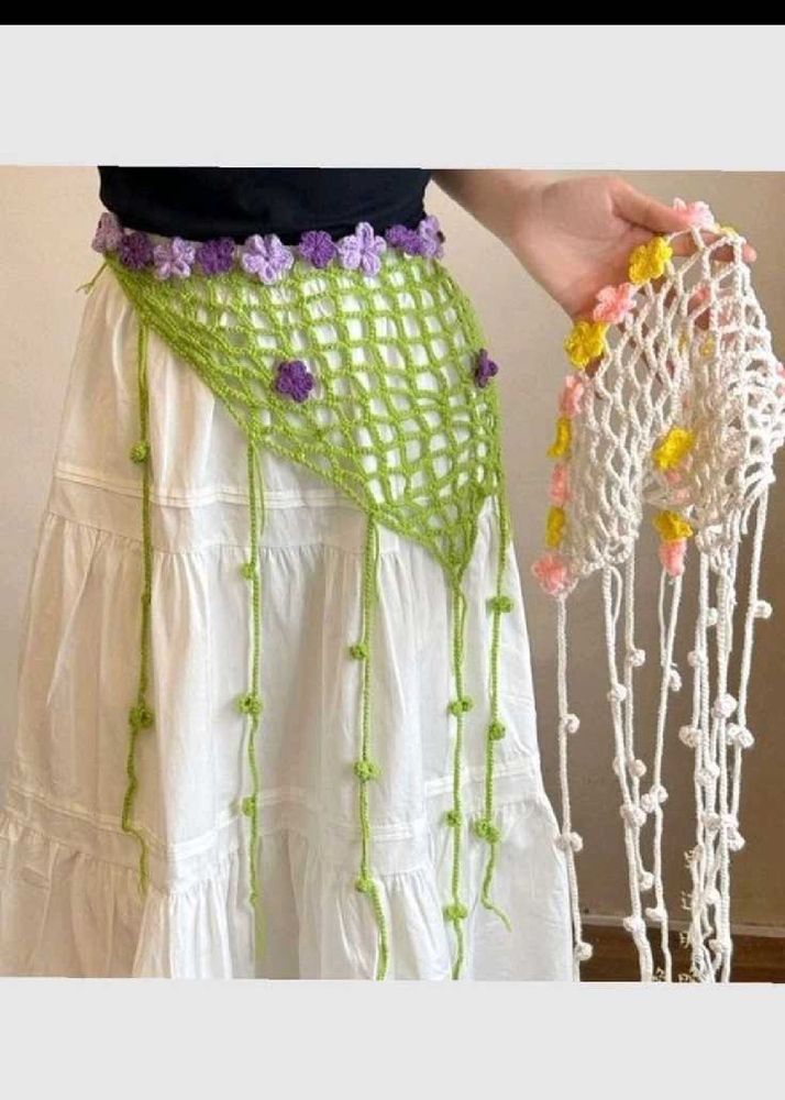Boho Crochet Flower Skirt Overlay
