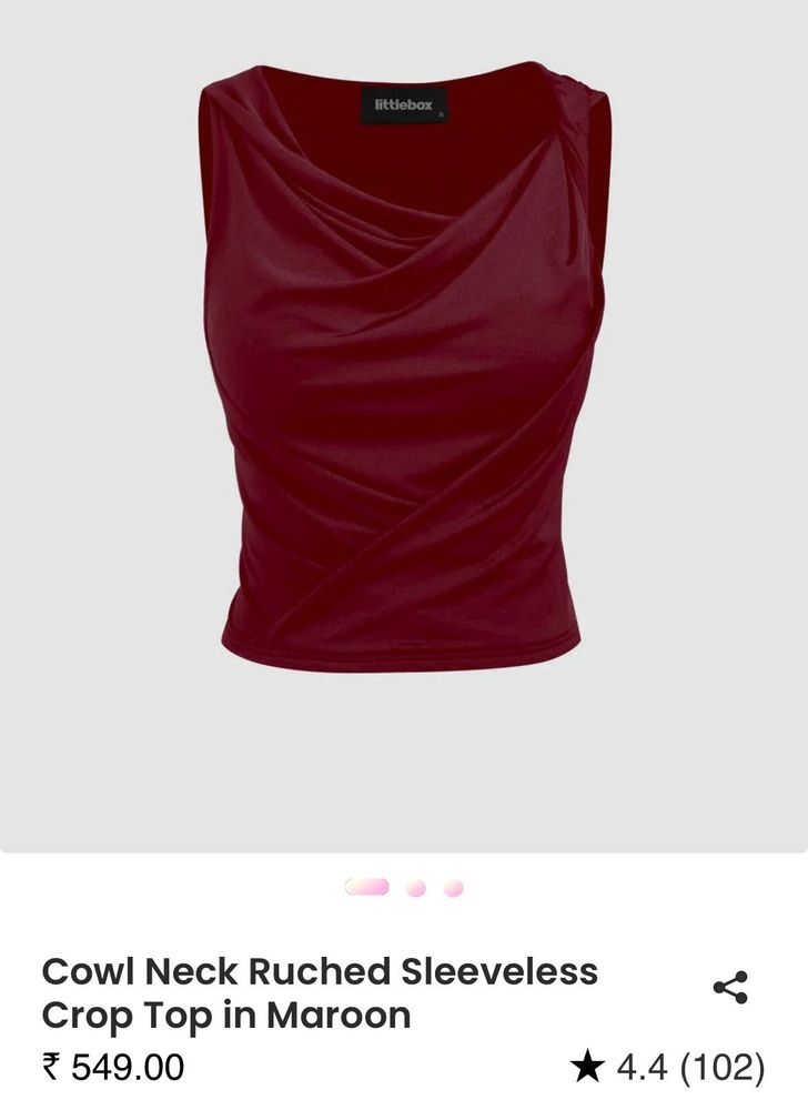 Maroon Cowl Neck Ruched Crop Top