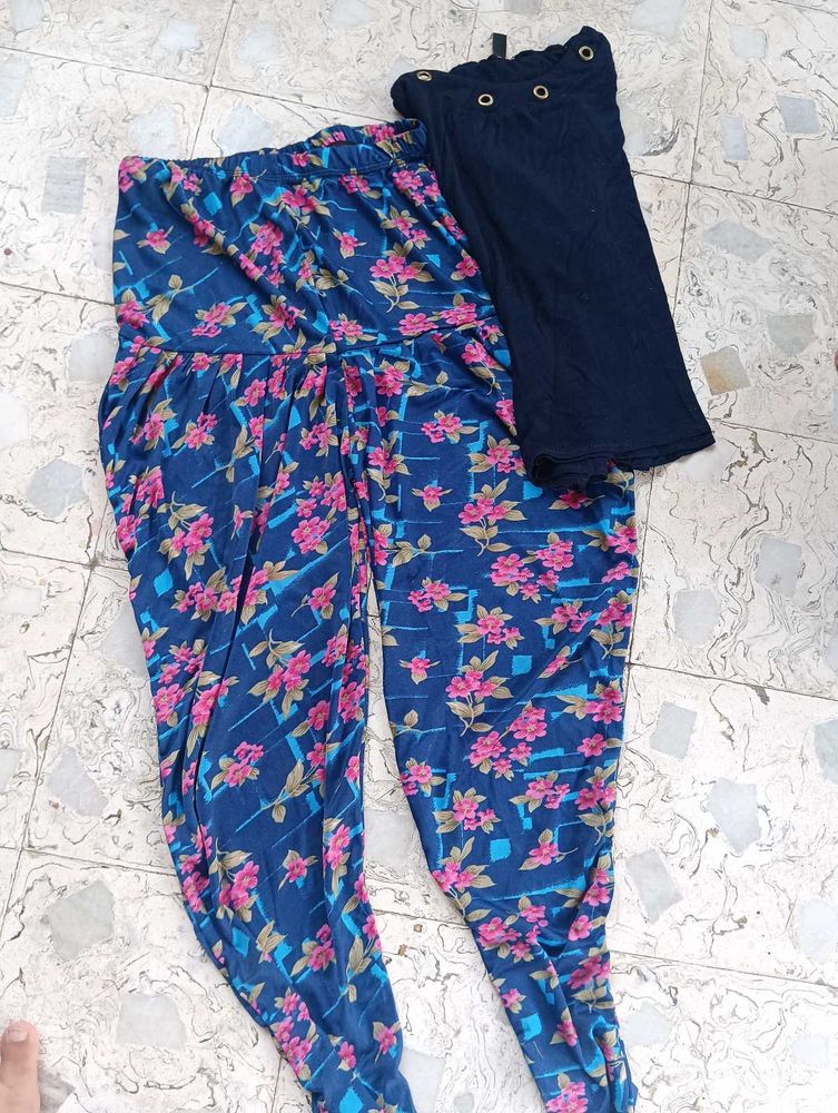 Women's Blue Floral Palazzos &amp; top