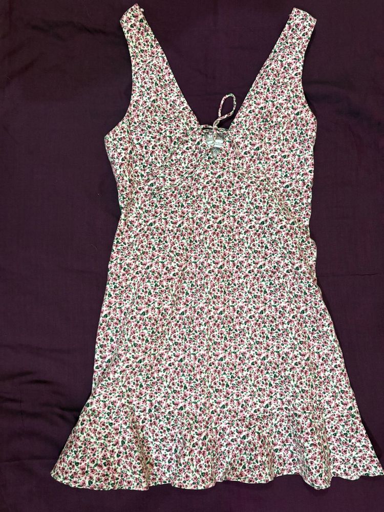 Floral Print Lace-Up Mini Dress
