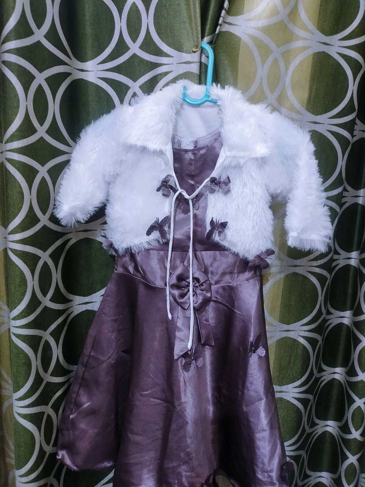Girls' Party Dress with Faux Fur Jacket