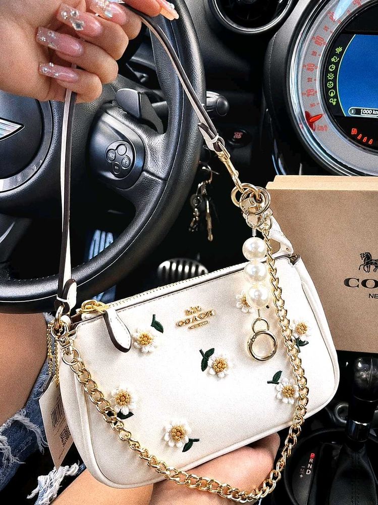 Coach White Daisy Small Shoulder Bag