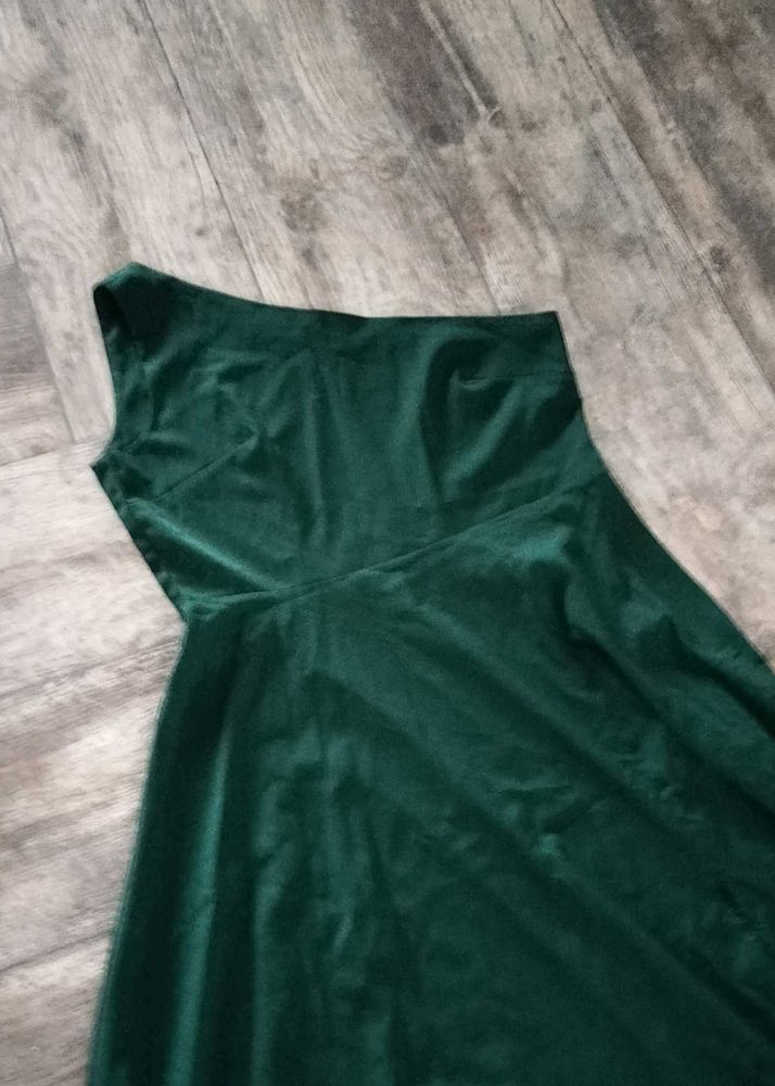 Emerald Green Velvet One Shoulder Dress