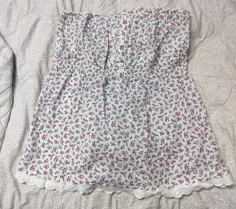 Cute Floral Strapless Tube Top