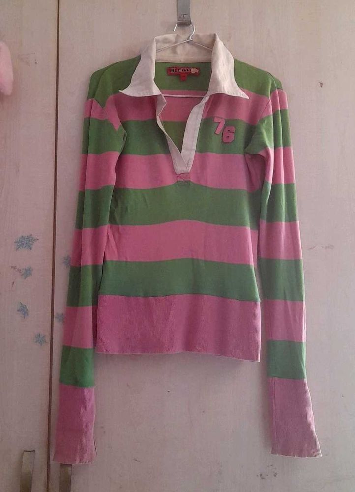 Striped Full Sleeve Rugby Top