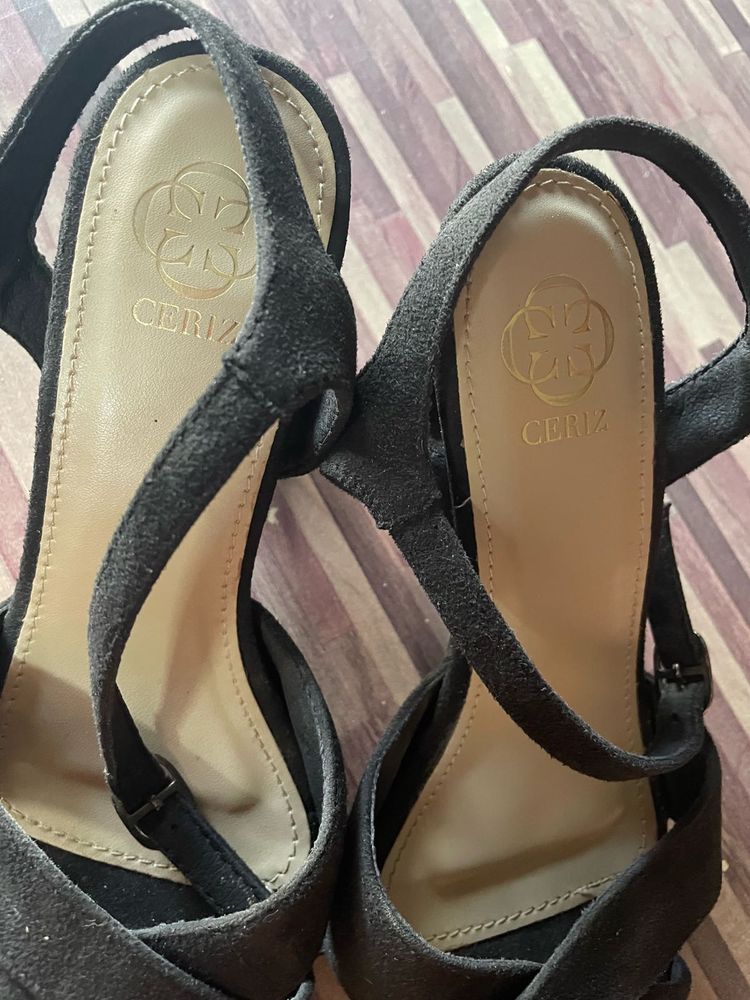 Black Suede Wedge Sandals