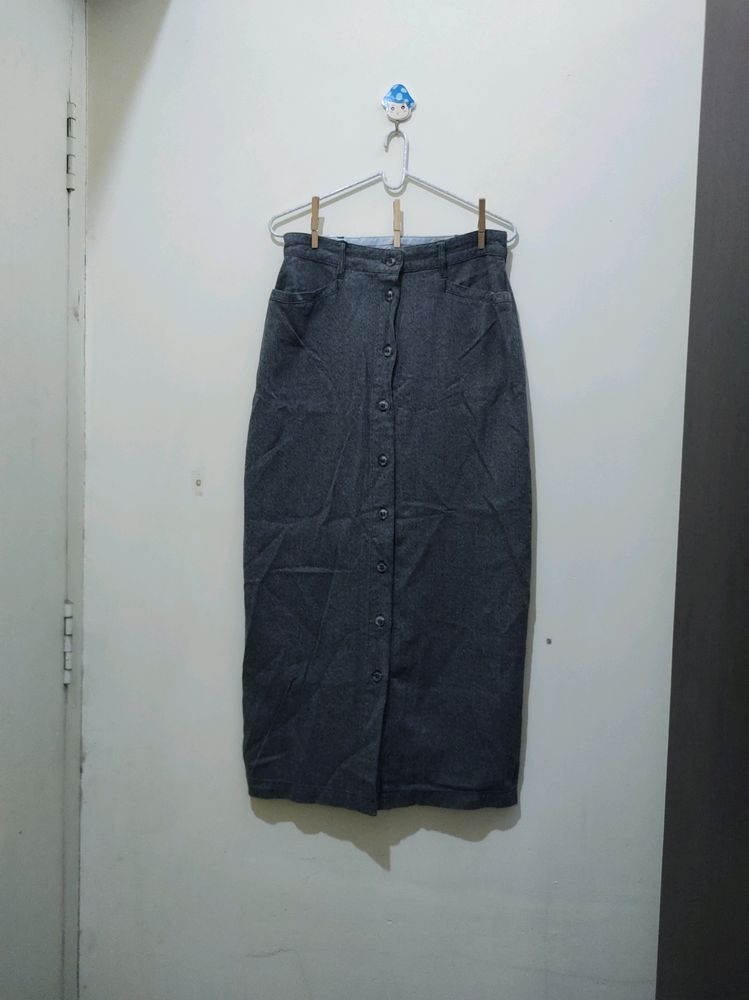 Gloria Vanderbilt Dark Grey Cotton Denim Skirt